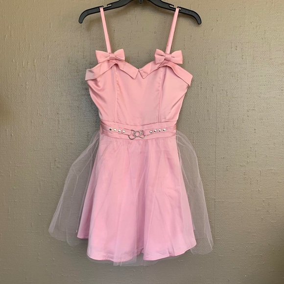 Hello Kitty x Dolls Kill Pink Satin Party Dress - Picture 3 of 4